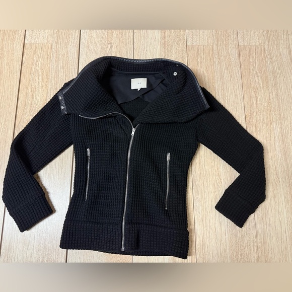 IRO Chelane Lamb Leather Trim Wool Moto Jacket - Picture 2 of 9